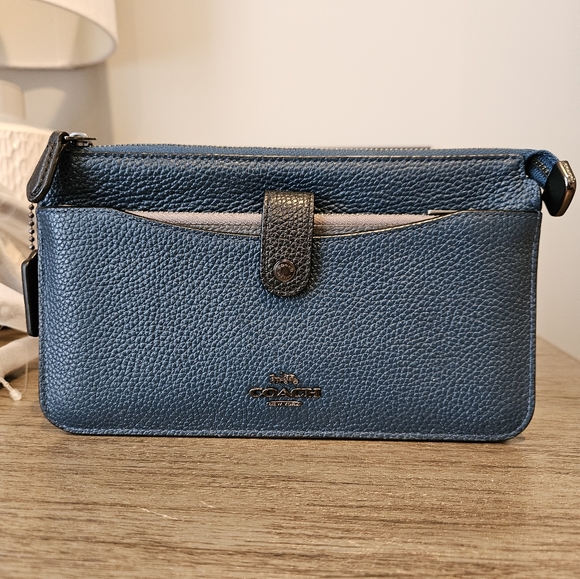 Coach Blue Leather Crossbody Wallet - Picture 2 of 11